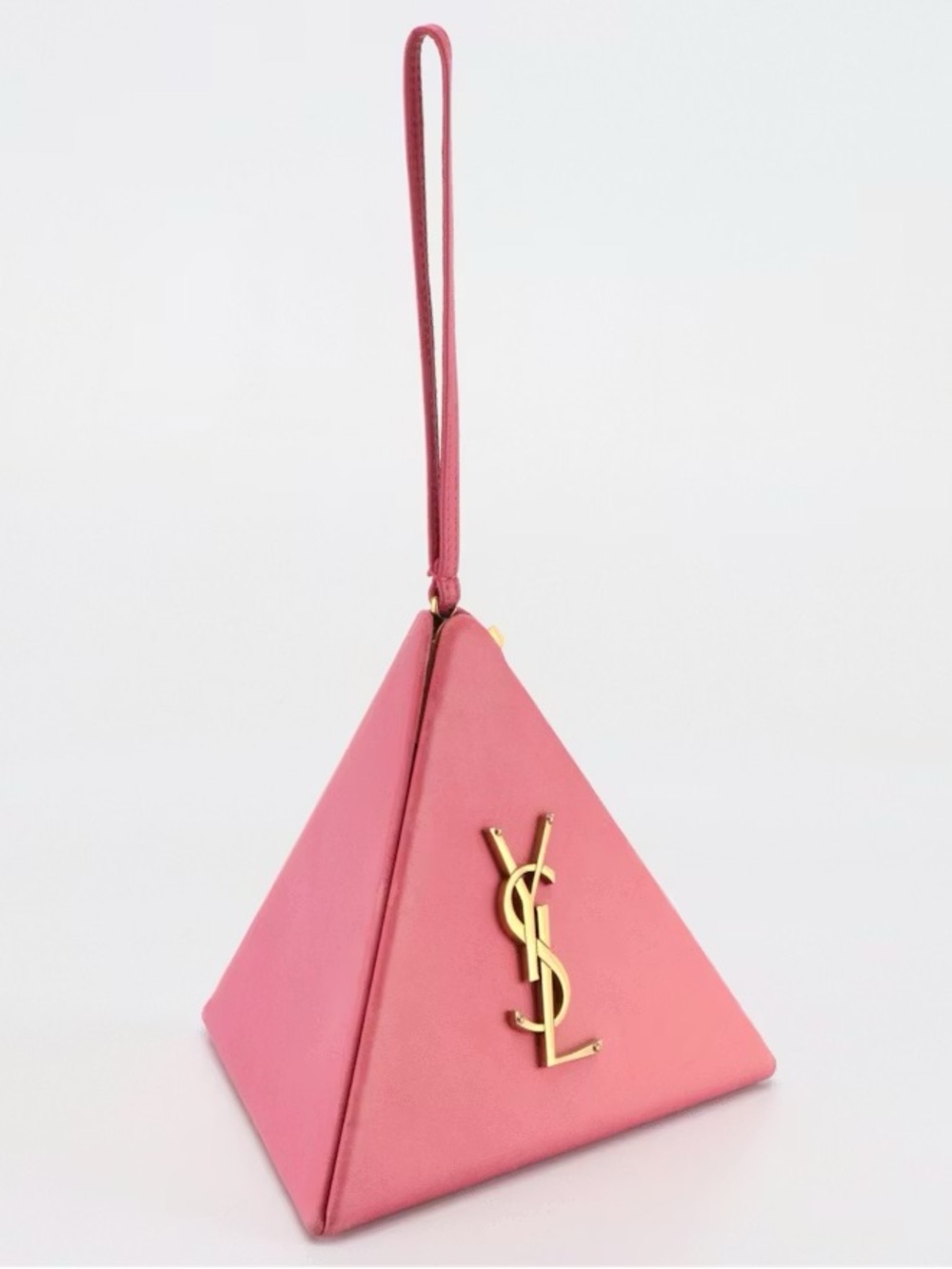 Saint Laurent YSL Pyramid Leather Clutch Bag (Rare Pink) with Gold Hardware